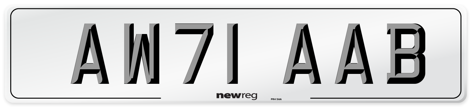 AW71 AAB Number Plate from New Reg
